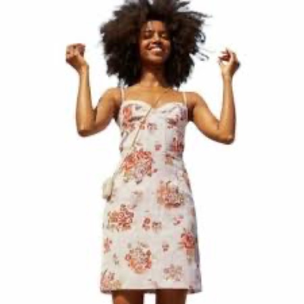 NWT Brock Collection x H&M short Fitted Lyocell Pink Floral Corset Dress sz L